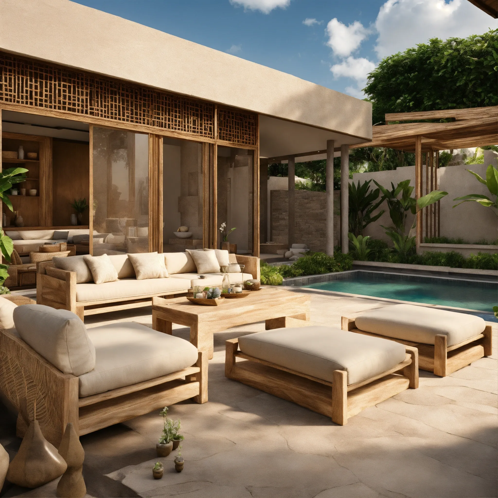 Eco-natural interior with sustainable materials